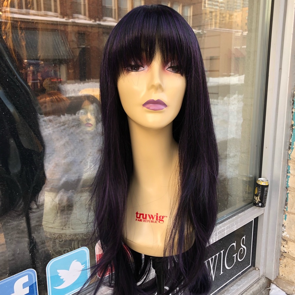 Purple long bangs wig 26-28 inch Long 2020…